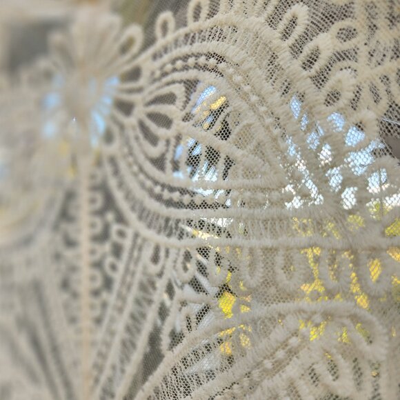 Boho Chic Ivory Lace Kimono Duster Sheer Crochet Beach Cover-Up- CREAM - Picture 5 of 6